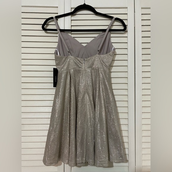 X-Small Lulus Lookout Weekend Sparkly Silver Skater Dress - Picture 3 of 5